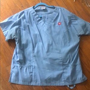 Walgreens Light Blue Scrub Top and Pants Set